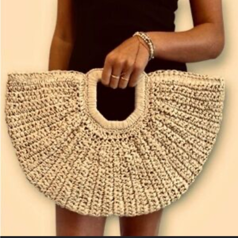 Ramla Half Moon Woven Crochet Raffia Bag